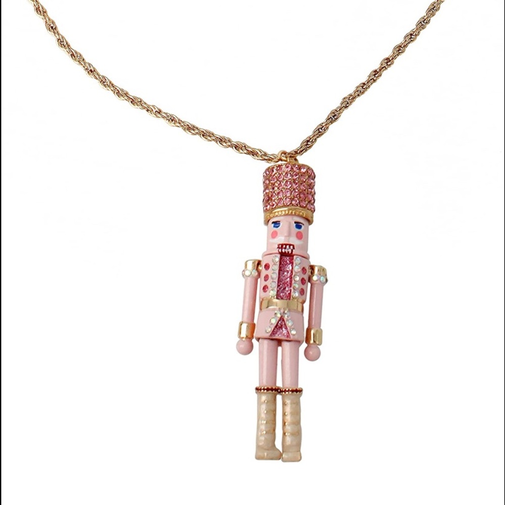 Betsey Johnson NWT Pink Pave Nutcracker Necklace